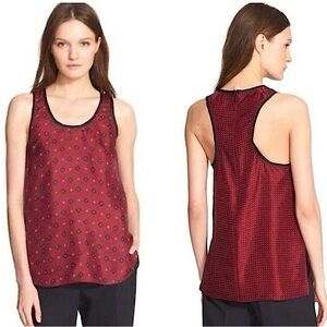 Rag & Bone silk sleeveless top, dark red printed, sz Sm